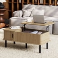 thumbnail image 1 of Pusnapku 39" Lift Top Coffee Table, Fluted Rectangle Center Table with Hidden Storage and Sliding Door, Wood Accent Desk for Living Room, Home Office, 1 of 9