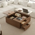 thumbnail image 1 of 39" Lift-Top Solid Wood Coffee Table w/ Storage & Travertine Veneer, 1 of 12
