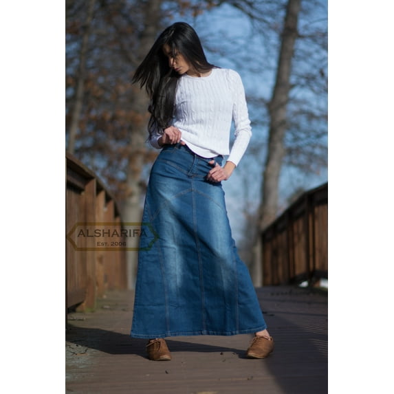 39" Long Denim Skirt, Women Denim Skirt | 40" Waist / 3X / 22W