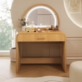 thumbnail image 1 of 39" Makeup Vanity Table with Mirror Touch Screen Lighted Mirror, Dressing Table with Drawer for Bedroom, Natural, 1 of 7