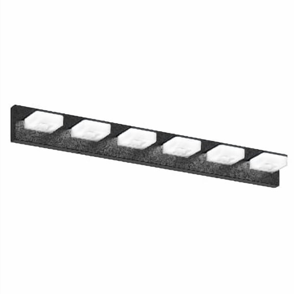 39" Matte Black 6-Light LED Vanity Light - Modern Bathroom Wall Sconce with Acrylic Shades, Dimmable 6000K Cool White Mirror Lighting, Waterproof & Rustproof