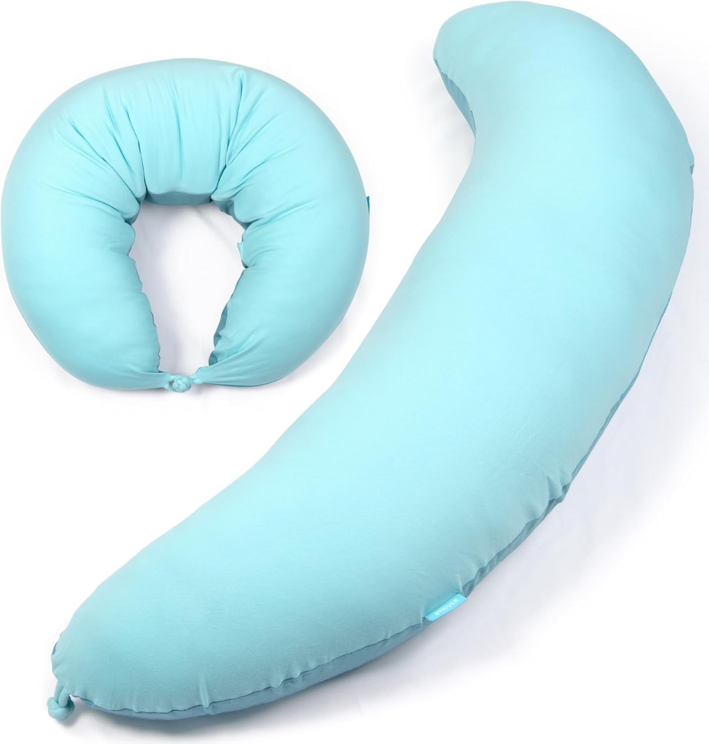 39" Mint Green Blue C Shaped Body Pillow for Side Sleeping Adults Men Women, Anxiety Relief Hug Pillow, Small Pregnancy Pillow Legs Knees Support, Gifts for New Moms (L)