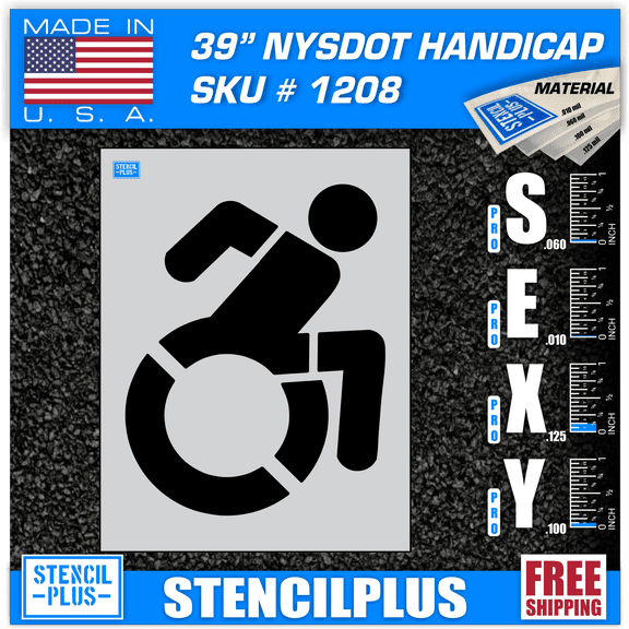 39" NYSDOT Handicap Accessible Icon Active Handicap Parking Lot Pavement Marking Stencil Thickness: .100
