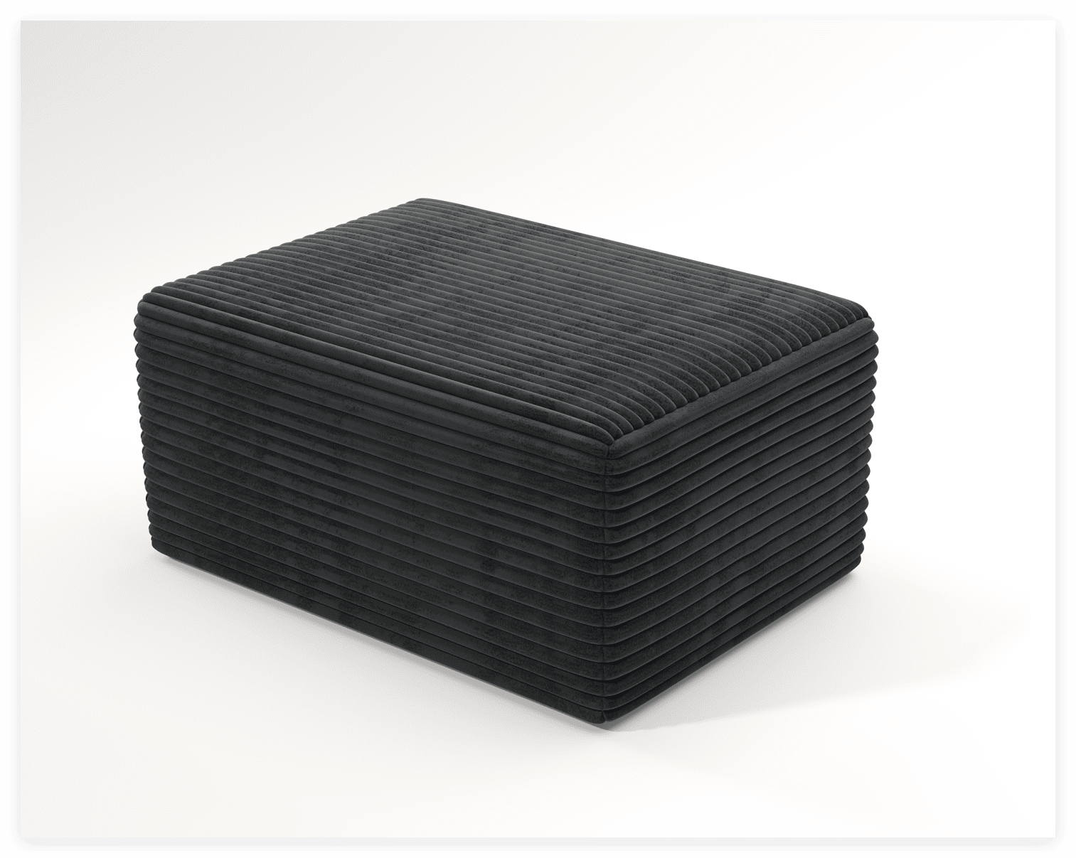 39" Oversized Ottoman for Couch, Corduroy Upholstered Footrest with Compressed Memory Foam, Modular Sectional Cloud Pouf, No Assembly Required, DIY Combination, Black Grey