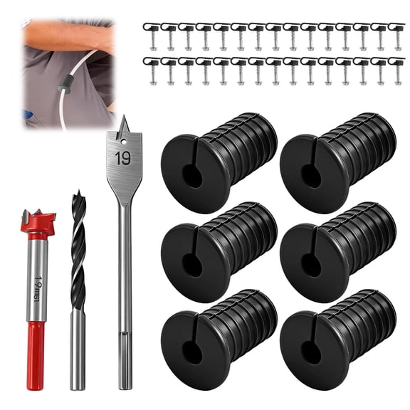 39 Pcs Cable Routing Kit Cable Installation Kit Mounting Accessories Including 6 Grommet 3 Drill Bit and 30 Wall Clamp