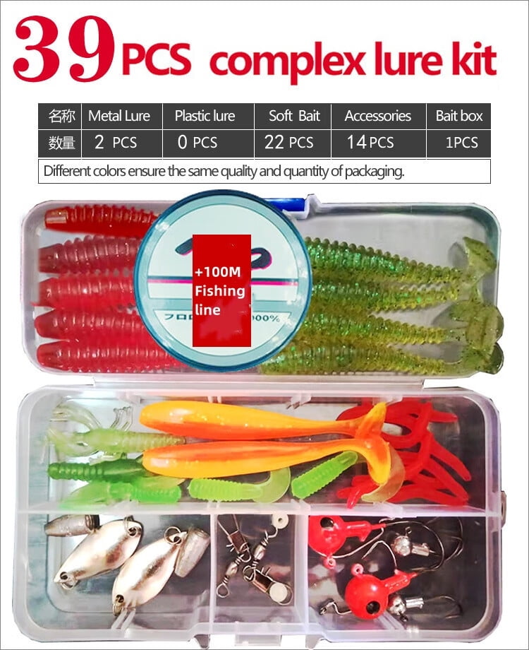 39+Pcs Fishing Lures Kit,Bass Trout Fishing Baits Accessories