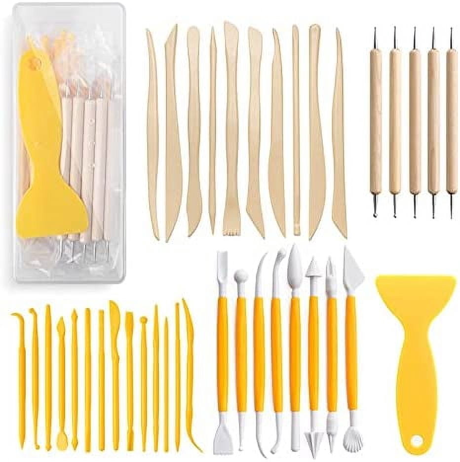 39 Pcs Pottery Clay Sculpting Tools Polymer Clay Tools, Wood Carving Tools Pottery Clay Modelling Tools Double-Ended for Sculpture Modelling Clay Polymer Ceramic Embossing with Storage Case