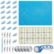 39 Pcs Rotary Cutter Set Blue with 45mm Fabric Cutter and Extra Blades for Quilting