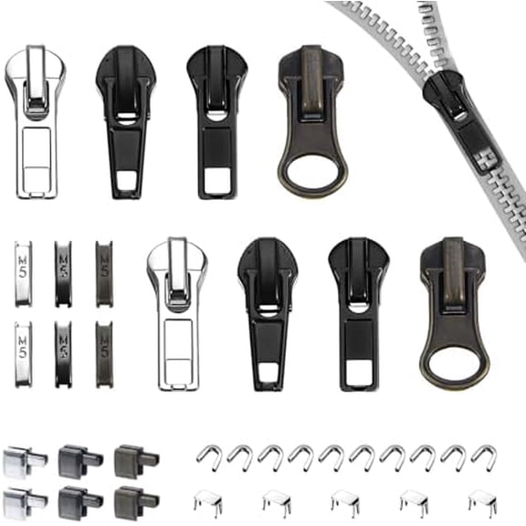 39 Pcs Zipper Repair Kit Zipper Pull Replacement - Instant Replacement Slider Multipack Slider Teeth for Backpacks, Tents, Jackets, and Luggage (Black, Silver, Bronze)$$Art & Craft