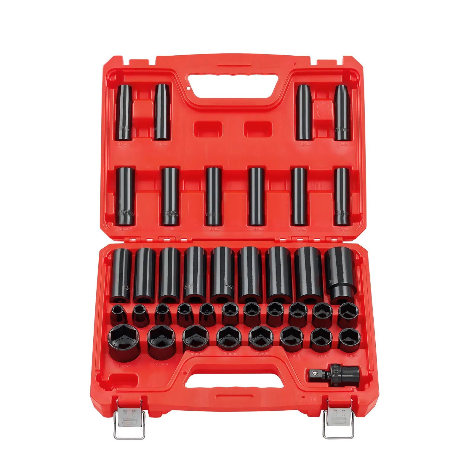 39-Piece 1/2 Inch Drive Impact Socket Set with Metric 9-30mm Deep and Shallow Sockets,Durable Cr-V Steel Construction and Heavy-Duty Case