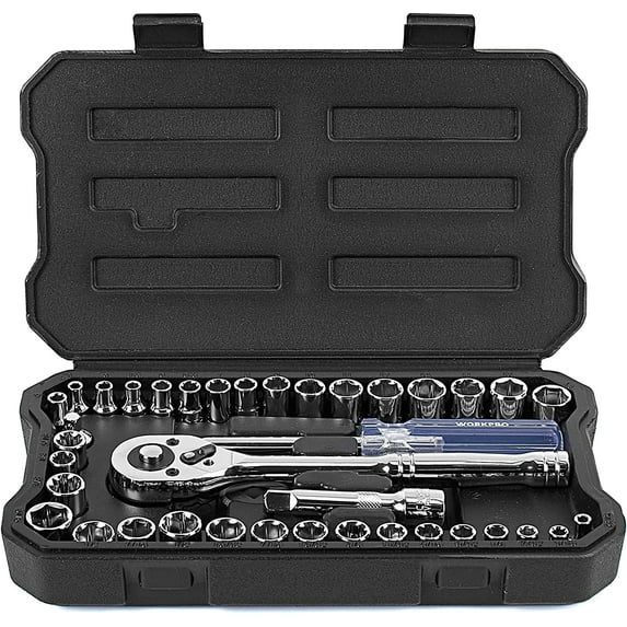 39-Piece Drive Socket Set 1/4''3/8'', CR-V Metric and Imperial Sockets ...