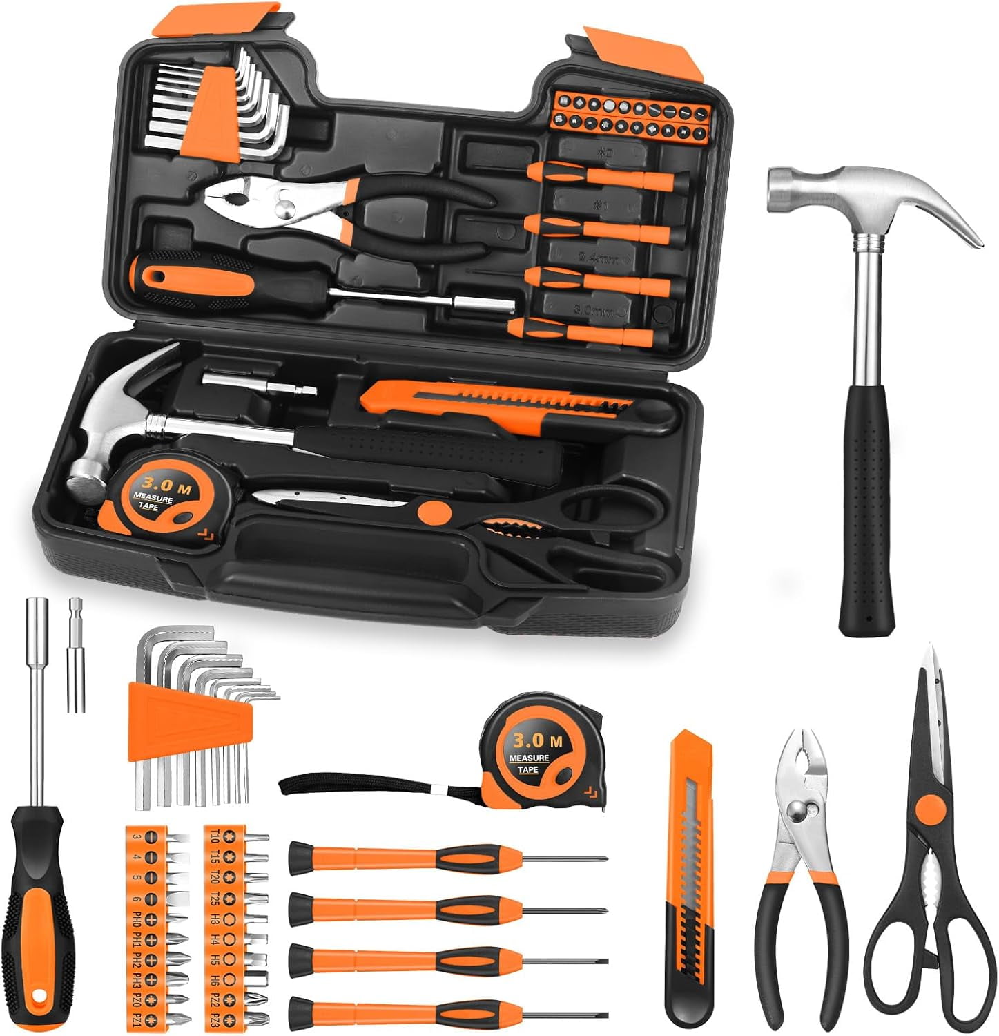 FLZOSPER 39-Piece General Household Tool Set With Portable Toolbox (Red) - View #12