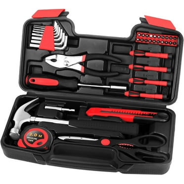 39 Piece All Purpose Household Tool Kit Small Basic Home Tool Set with Toolbox Great for Home, Garage, Office and College Dormitory Use, DIY and Crafts