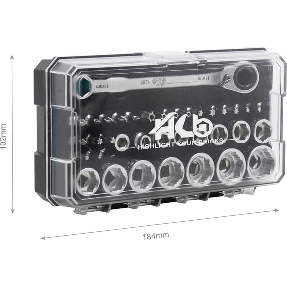 39-Piece Socket Set AGM025-U | -Thru Low- 120-Tooth Ratchet with Patented Non-Slip Sockets for Rounded or Standard Bolts | TORX Bits Chrome Vanadium Steel Portable EVA Case Taiwan Made