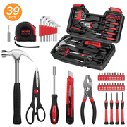 Cshidworld 39-Piece Tool Set General Household Hand Kit with Plastic Toolbox Storage Case, Basic Home Tool Kit for Girls