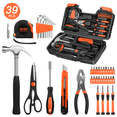 thumbnail image 1 of Cshidworld 39-Piece Tool Set General Household Hand Kit with Plastic Toolbox Storage Case, Basic Home Tool Kit for Girls, Ladies and Women - Includes Essential Tools for Home Garage Office, Orange, 1 of 8