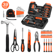 Cshidworld 39-Piece Tool Set General Household Hand Kit with Plastic Toolbox Storage Case, Basic Home Tool Kit for Girls