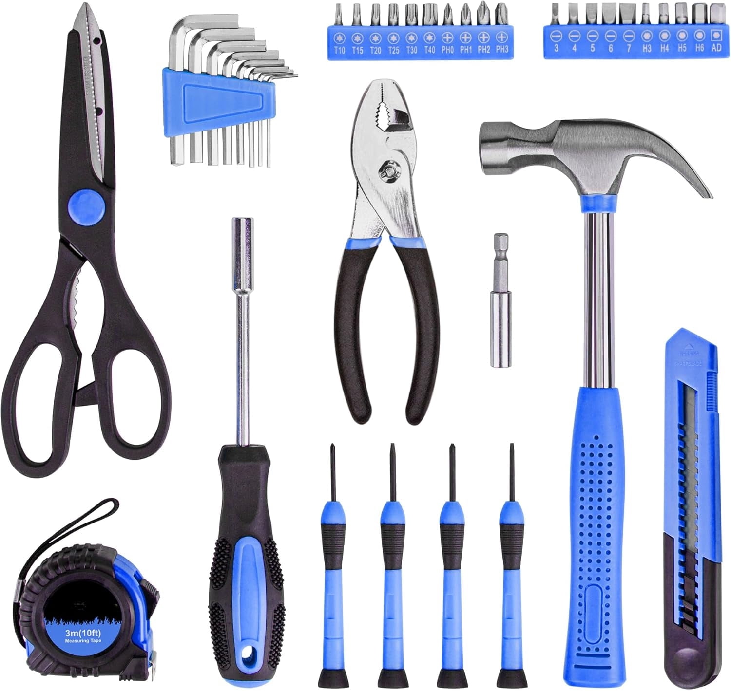 39 Piece Tool Set General Household Hand Kit with Plastic Toolbox ...