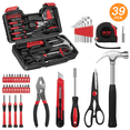 thumbnail image 1 of Cshidworld 39 Piece Tool Sets All Purpose Household Tool Kit, Home Tool Set Case with Toolbox Great for Girls Ladies and Women, Household Hand Kit for Home Garage Office College Dormitory, Red, 1 of 8