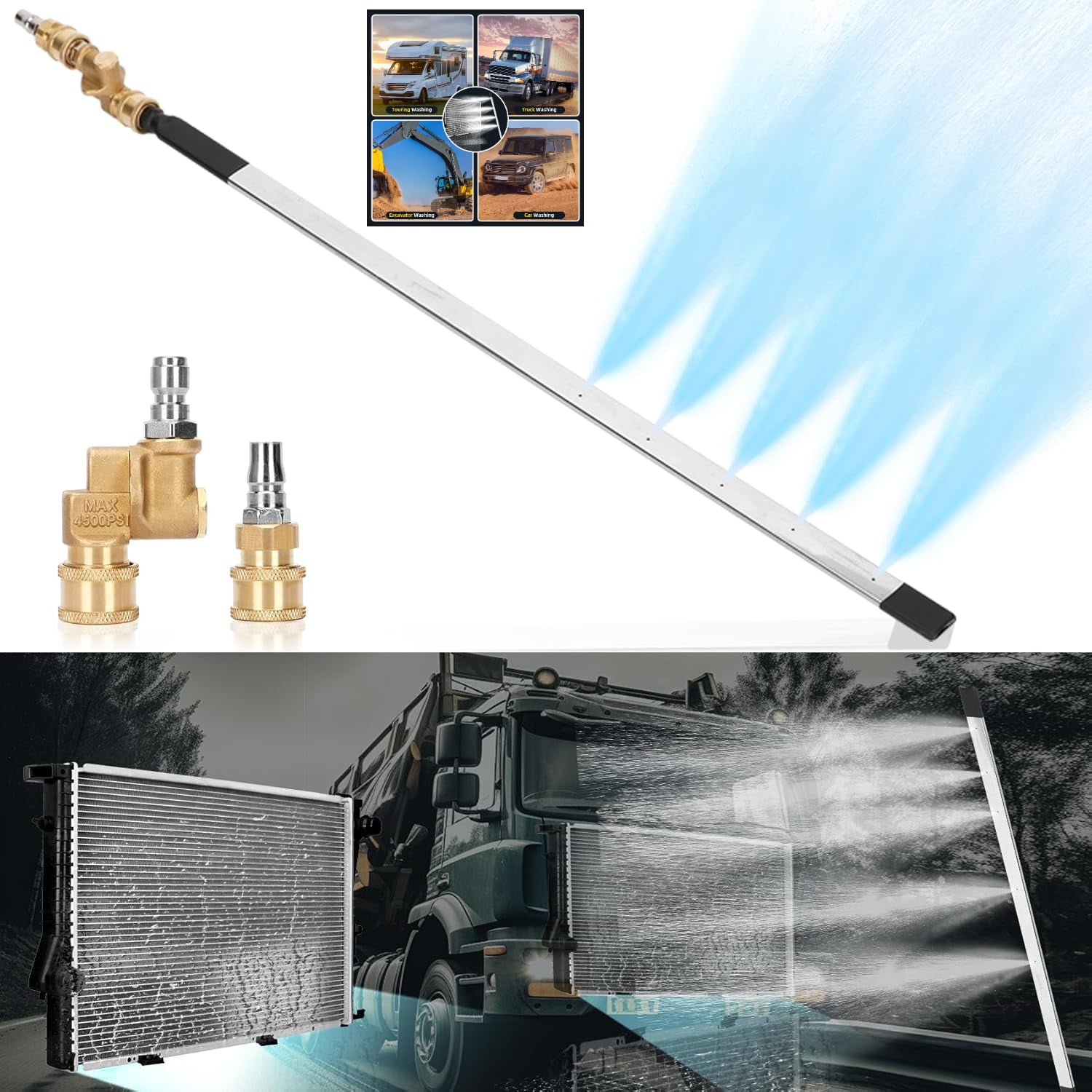39''Portable Radiator Cleaning Wand,4500 PSI Radiator Flush and Cleaner ...