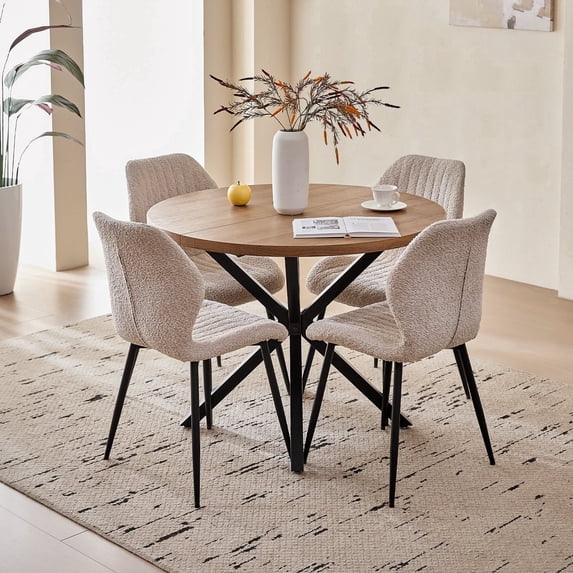 39" Round Dining Table Set for 4, Mid Century Kitchen Table with 4 ...