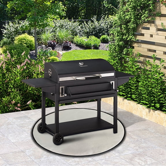 39" Round Fire Pit Mat - Silver Fireproof & Heat Resistant Grill Mat, Waterproof Oil-Proof Reusable Deck Protector Pad for Outdoor BBQ, Grill & Fire Pit, Easy to Clean Portable Patio Accessory