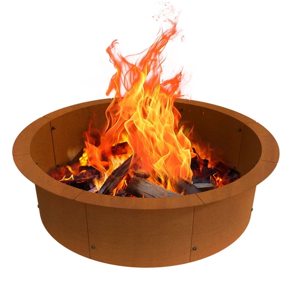 39" Round Metal Steel Fire Pit Liner Ring, 3mm Thick Solid In-Ground, Easy Assembly for Bonfire, Patio, Backyard (Rusty)