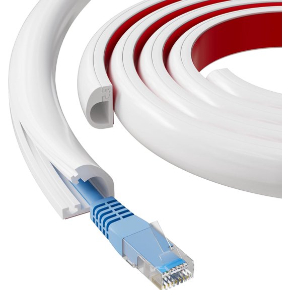 39" Side Buckle Cable Hider for 1 Cords,Extension Cord Covers for Wires On Wall,Adhesive Cord Hider for Wall Mount Tv,Wire Channel for Cable Concealer,Cable Raceway Home & Office,White