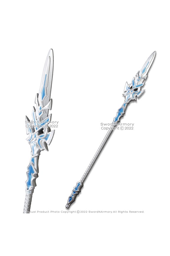 39 Silver Blue Fantasy Spear Staff Foam Anime Video Game Cosplay Prop
