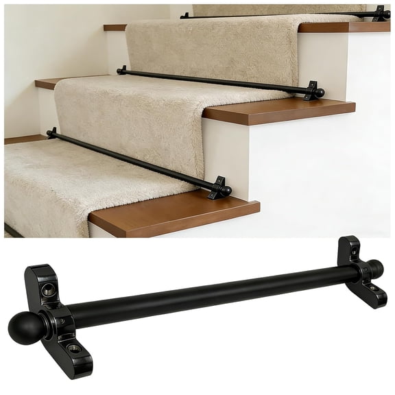 39" Stairs Carpet Rod, for Runners of 3 pcs, Stair Carpet Rods with Finial Ends, Metal Rug Rods Set, Heavy Duty, for Hotels/Party Spots/Offices Carpet Treads and Runners (3, Black, 39in)