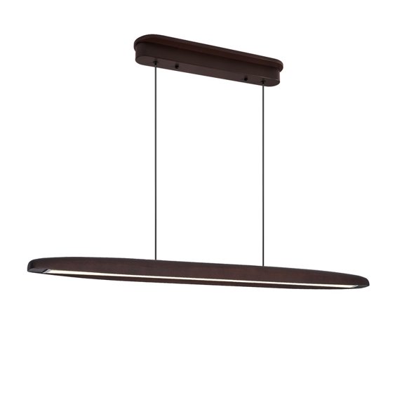 39" Streamline Wooden LED Pendant Light with Remote – Adjustable Hanging Fixture for Dining Room, Kitchen & Living Room (Walnut Finish)