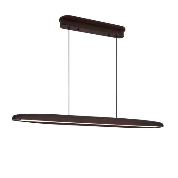 39" Streamline Wooden LED Pendant Light with Remote Adjustable Hanging Fixture for Dining Room, Kitchen & Living Room (Walnut Finish)