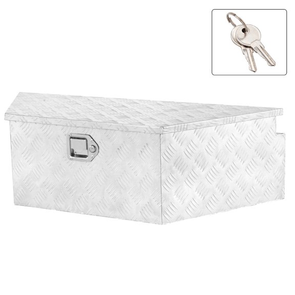 39" T-Shaped Aluminum Tool Box, 5-Groove Diamond Plate Storage Chest with Single Lock, Silver
