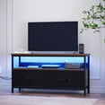 thumbnail image 1 of 39" TV Stand for TVs up to 50", Media Console with Charging Station & LED Lights, 2 Drawer Storage Chest, Gaming Entertainment Center with Storage for Living Room, Brown, Medium, 1 of 16