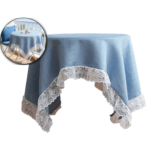 39″ Tablecloth with Lace Ruffles – Modern Boho Round Table Cover, Machine‑Washable, Wedding, Party, Kitchen, Picnic Decor
