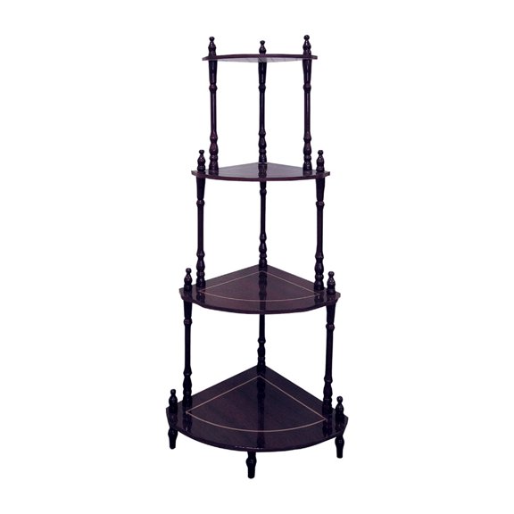 39" Tall 4-Tier Wooden Standing Corner Shelf, Cherry Finish