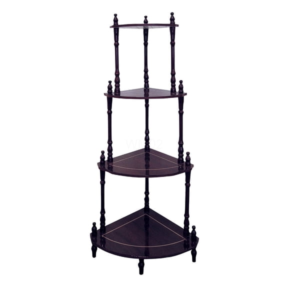 39" Tall Corner Shelf 4 Tier Wooden Floor Rack, Cherry Finish