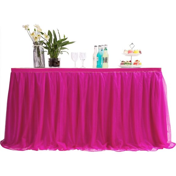 39" Tulle Table Skirts for Rectangle Square Round Tables, 2-Layer Grim Ruffle Tulle Tutu Cloth Table Skirt Decor Birthday Party Baby Shower Wedding Halloween Cake Dessert Tables No Table Cover
