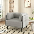 thumbnail image 1 of Accent Chairs 39" Vintage Grey Lounge Chair with Polyester Upholstery, Solid Wood Frame and Steel Legs, Comfortable Accent Seating for Living Room, Bedroom, or Office,Comfortable Chairs, 1 of 17