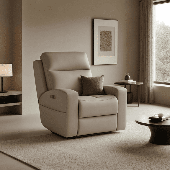 39 W'' Genuine Leather Triple Power Reclining Chair with Adjustable Lumbar Support & Headrest