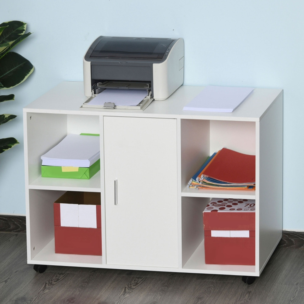 39"W Lateral File with Wheels, Wood Filing with Door
