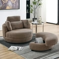 thumbnail image 1 of 39"W Oversized Swivel Chair with Storage Ottoman and 4 Pillows, Swivel Barrel Chair for Living Room,Round Teddy Fabric Modern Accent Round Loveseat, Armchair Sofa Lounger for Bedroom,Coffee, 1 of 9