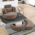thumbnail image 1 of 39"W Oversized Swivel Chair with moon storage ottoman for Living Room, Modern Accent Round Loveseat Circle Swivel Barrel Chairs for Bedroom Cuddle Sofa Chair Lounger Armchair, 4 Pillows, Coffee, 1 of 8
