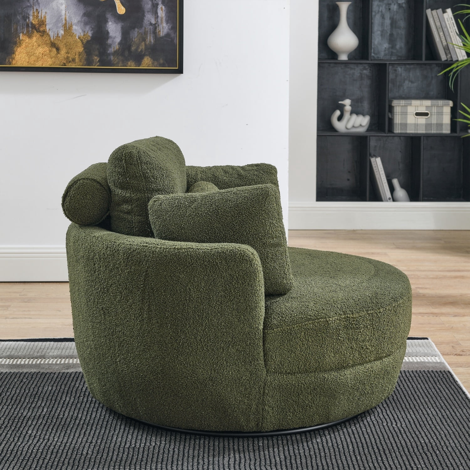 39"W Oversized Swivel Chair w/ Moon Storage Ottoman (Living Room ...