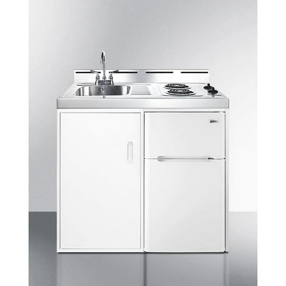 39" Wide All-In-One Kitchenette, White, Coil Burners