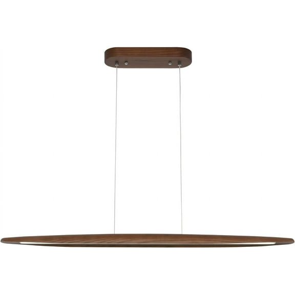 39" Wood Linear Pendant Light LED Dimmable Hanging Light Dinning Room Light Fixture Island Lights 24w for Dining Room Kitchen Island Bar Walnut Color