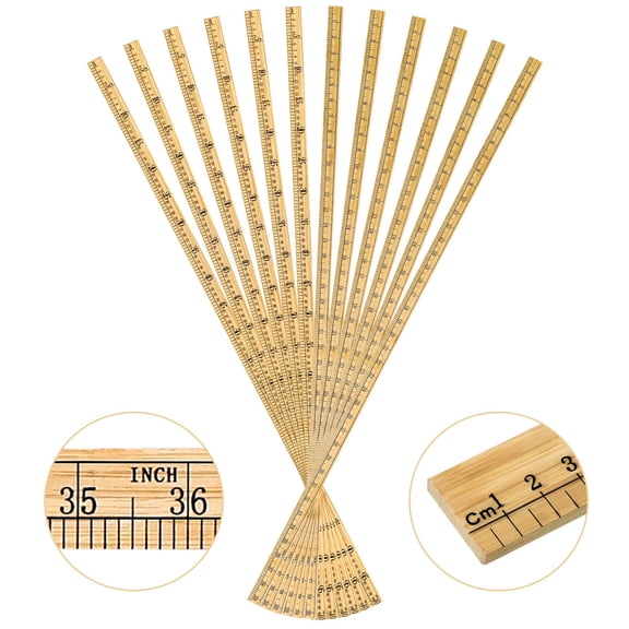 39" Wood Yardstick Double Sided Measuring Ruler Bulk Pack