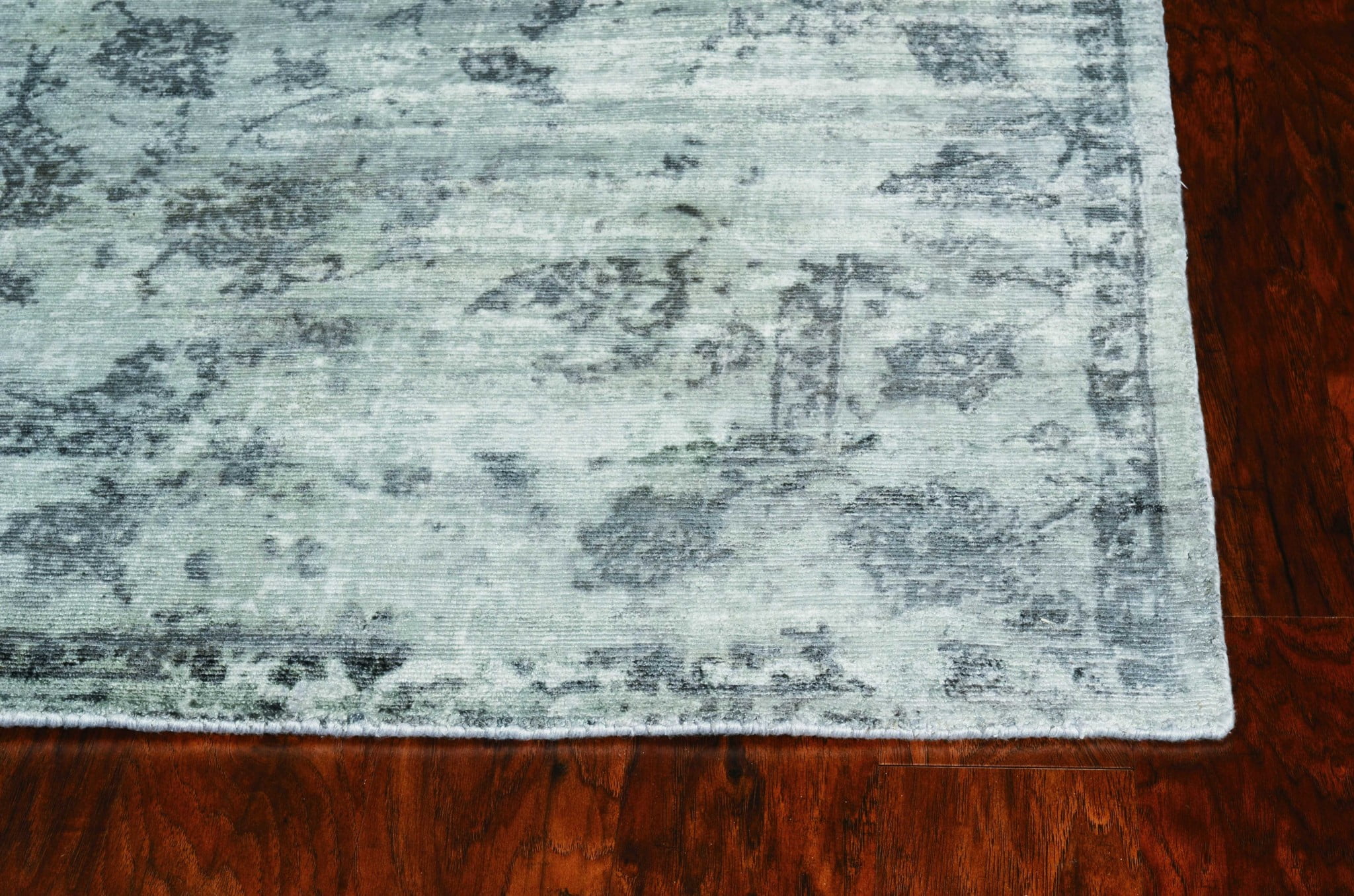 Luxurious Hand-Knotted Gray Viscose Rectangular Rug 39" x 63"