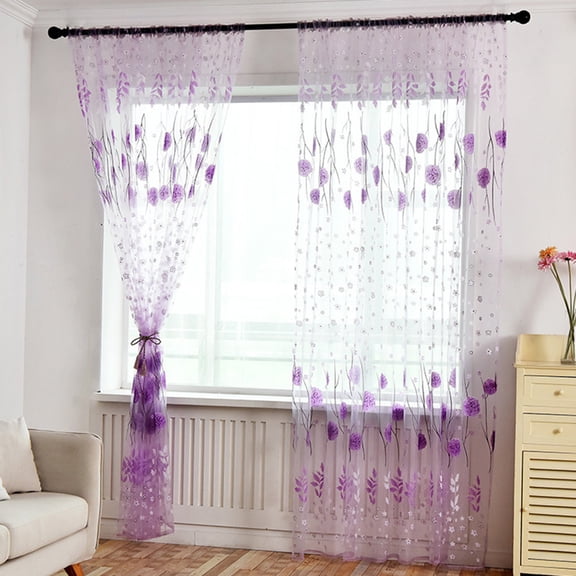 39‘’X78.7‘’ Window Screen Decoration Cluster Flower Tulle Curtain Tulle Tracery Voile Drape Drapery Polyester Fabric, Curtain