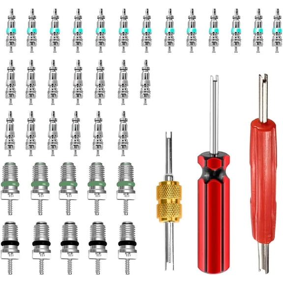 39 count Air Conditioning Valve Core Kit, R12 R134a AC Refrigeration Schrader Valve Stem Cores with , Automotive HVAC System Repair , Fit